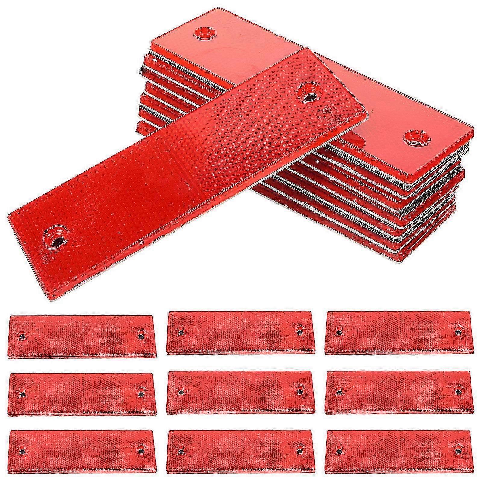 50pcs Red Reflective Self-Adhesive Stickers for Cars, 14.7x4.75x0.63cm, High Visibility Safety Decals