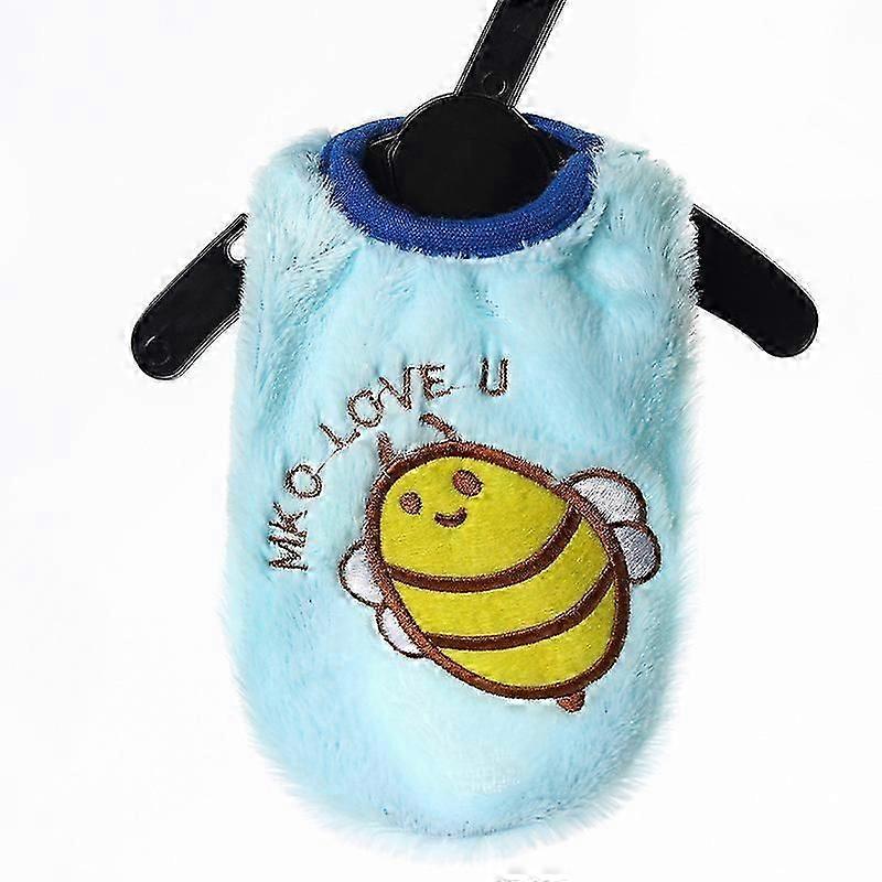 Dog Winter Warm Decorative Vest, Blue Bee Pattern, Size SS