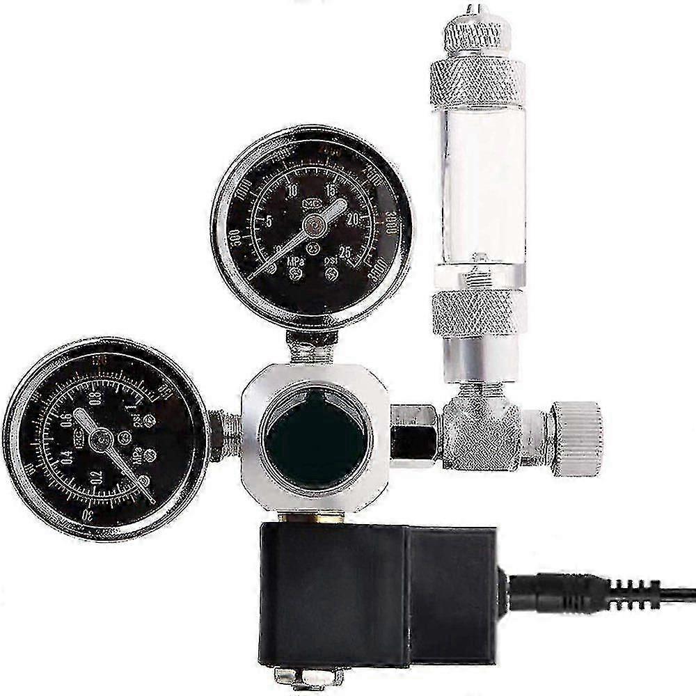 Co2 Pressure Regulator Night Shutoff W21.8 Interface With Solenoid Valve 2 Pressure Gauges And Bubble Counter For Aquarium System