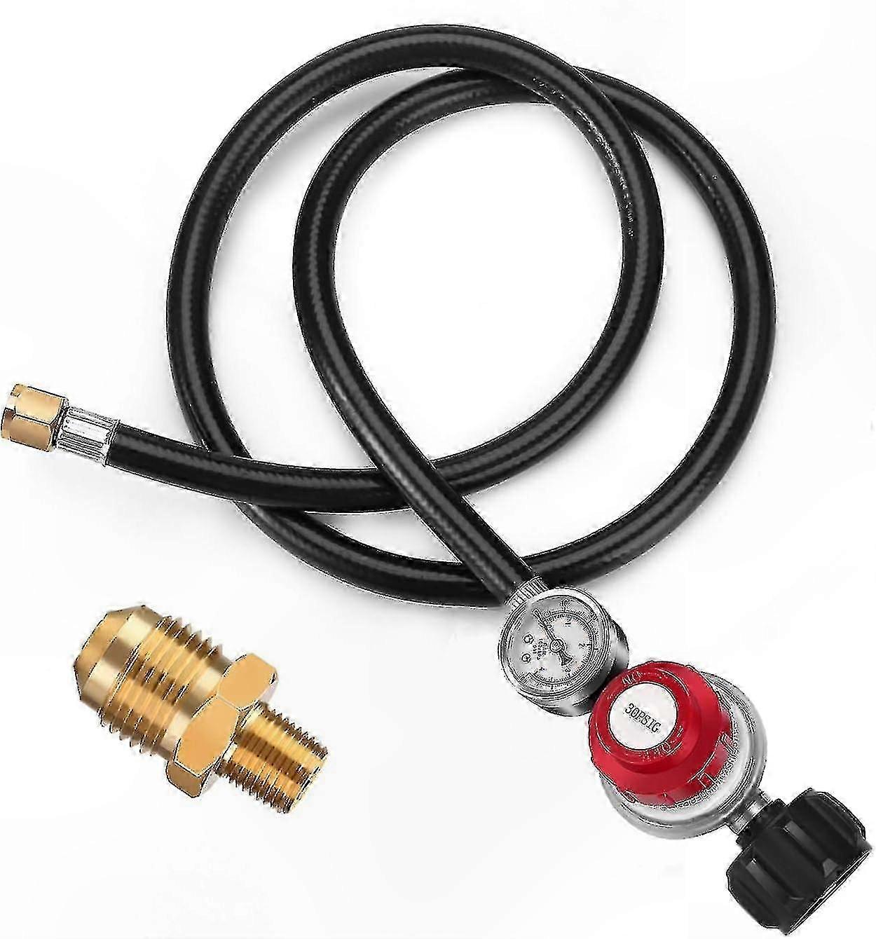 4ft LP Gas Regulator with Adjustable 0-30 PSI Gauge, High Pressure Hose, and 1/8 MNPT Fitting for Propane Grills and Tanks