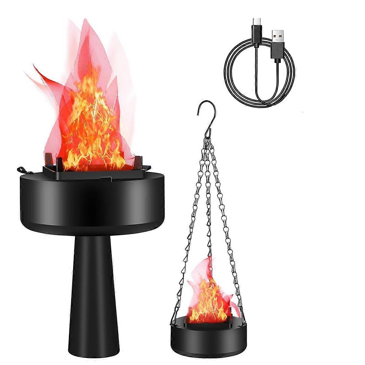 3D Fake Fire USB Rechargeable Fake Campfire,Portable Fake Fire Light