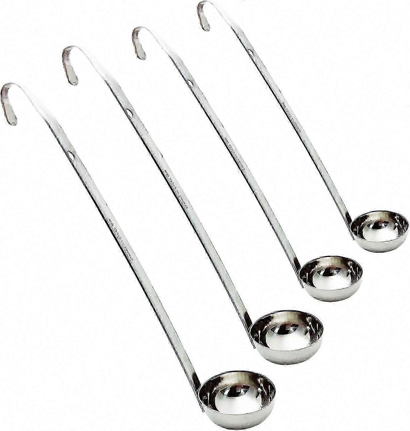 4-Piece Stainless Steel Soup Ladle Set with Metal Handle for Cooking Soup and Sauce