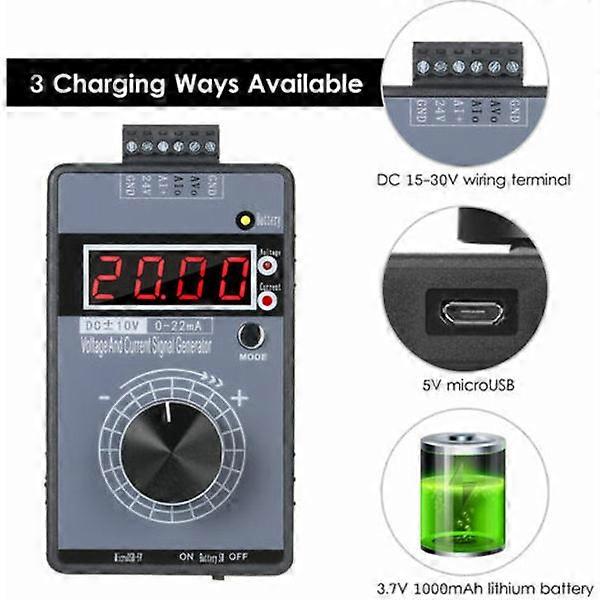 Precision Current Voltage Signal Generator Programmable Analog Signal Simulator Calibrator for Simulating DC -10~10V and