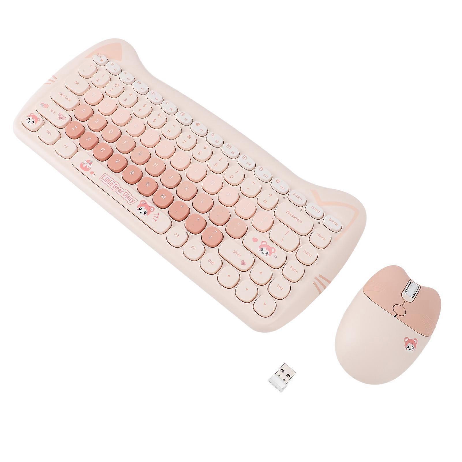 2.4G Wireless 84 Key Keyboard and 4 Keys Mouse Set Lightweight Brown Combo with Matte Finish