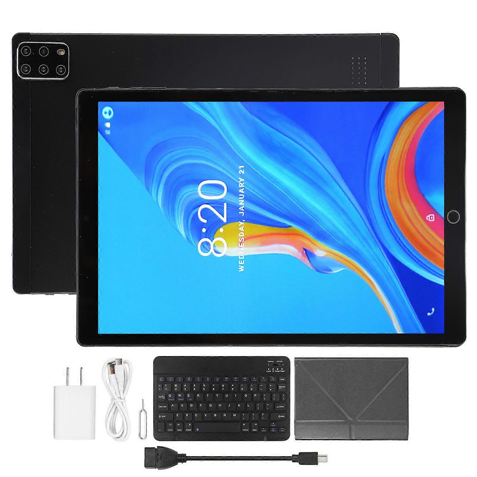 10.1 Inch 2 in 1 Tablet PC Android 12 6GB RAM 128GB Deca Core 5G WiFi Black US Plug