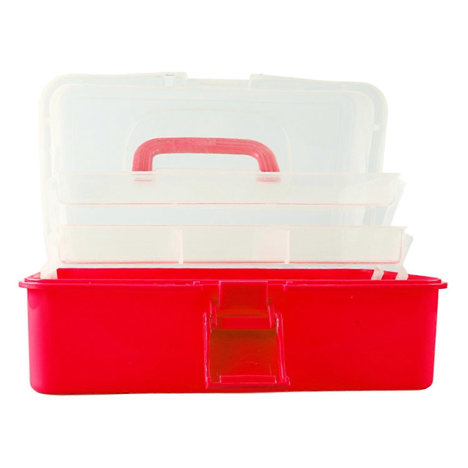 Three Layer Storage Box Plastic Folding Tool Box Portable Handled Multipurpose Organizer for Art Cra