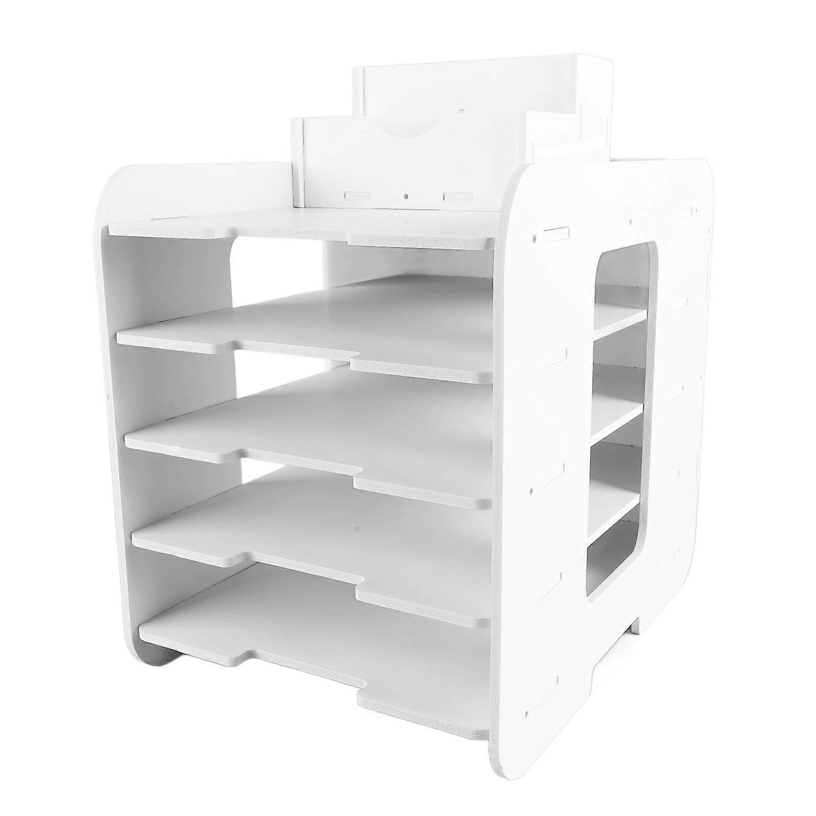 Desktop File Shelf 5-Layer Plastic Organizer Rack 31x28x26cm