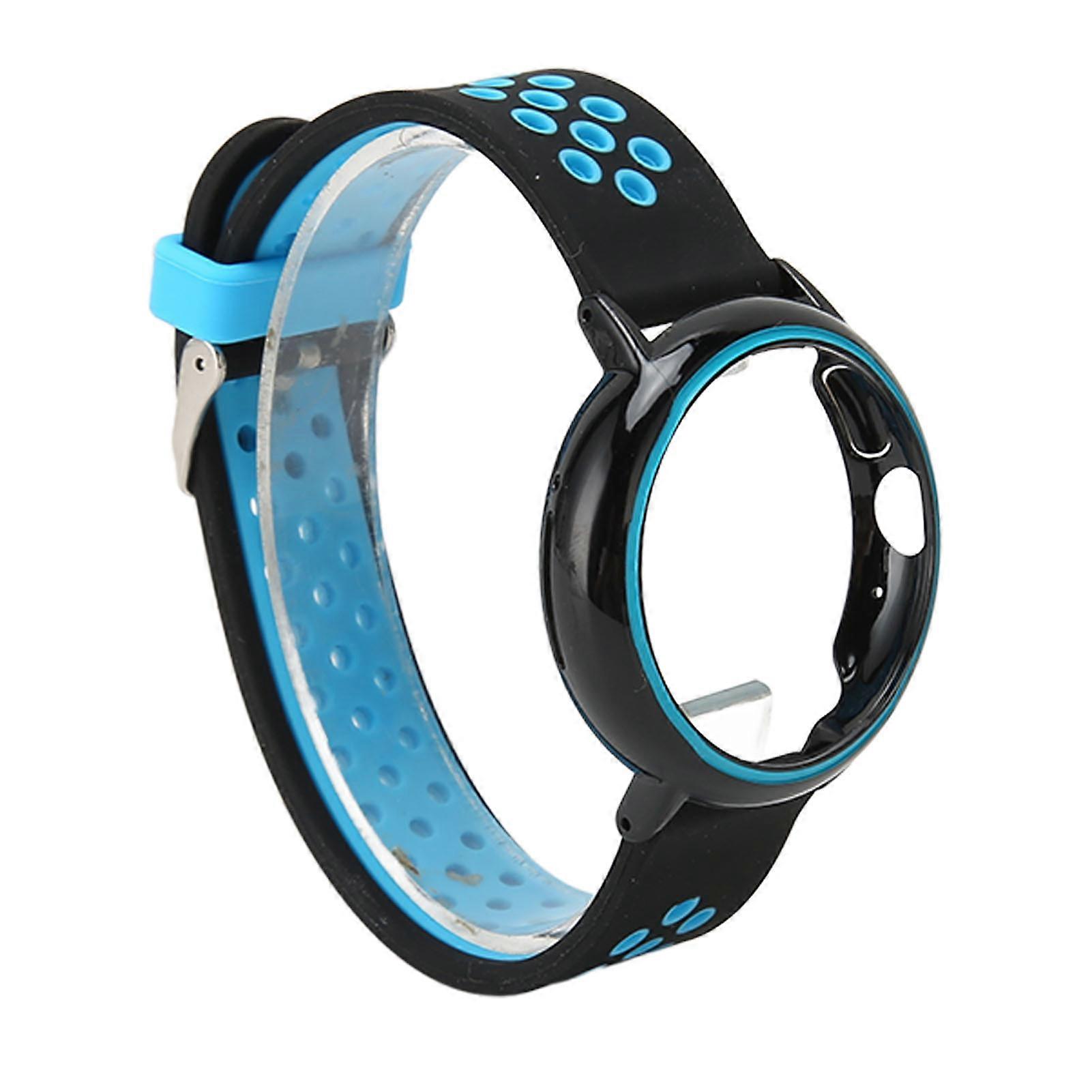 Replacement Soft Silicone Watchband Strap for Pixel Watch Black Blue