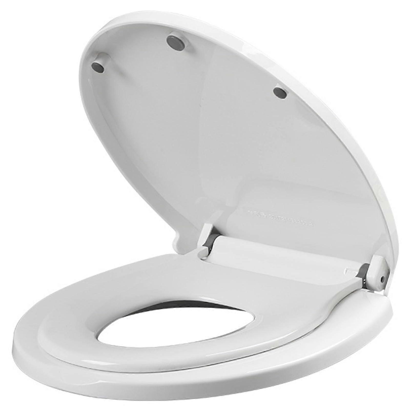 Family Toilet Seat 2-in-1 White Soft Close Toilet Seat with Removable Built-in Child Seat Universal Fit V Shape