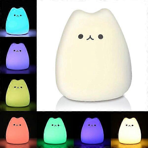 Cat-shaped children's night light, touch control available, powered by portable battery