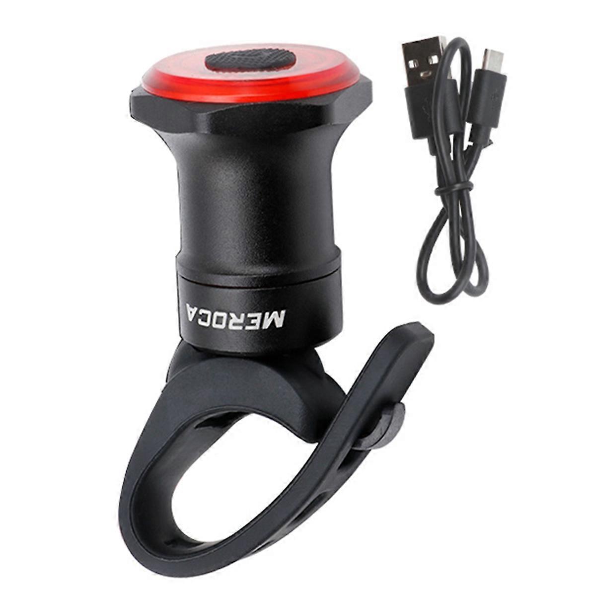 Smart Bicycle Tail Rear Light Auto Start Stop Brake USB Charge Cycling Taillight Bike Light Seat Tube Black