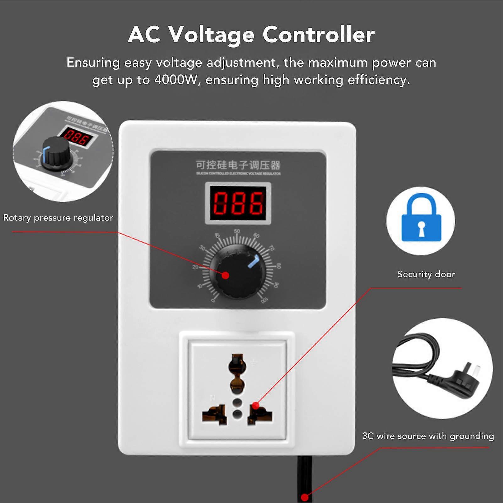 電圧レギュレータ SCR コントローラスイッチ AC 110-240V 2000W US プラグ