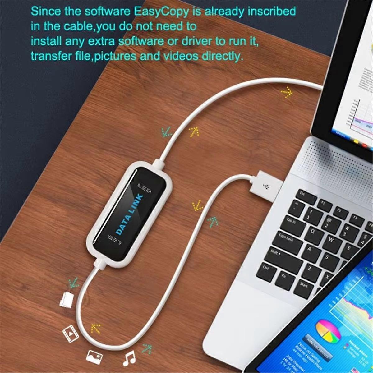 USB PC to PC Online Share Sync Link Net Direct Data File Transfer Bridge LED Cable Easy Copy Between 2 Computer