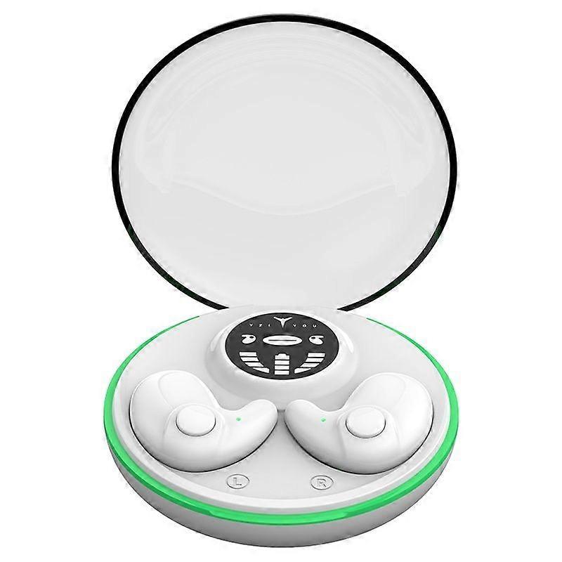 Wireless earbuds for side sleepers, noise reduction for sleeping, with microphone and charging case(White)
