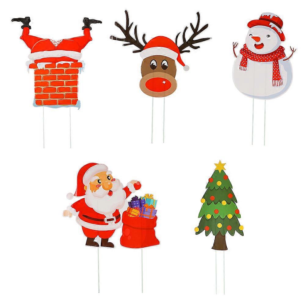 Christmas Yard Stakes Lawn Stakes for Decoration 5Pcs Assorted