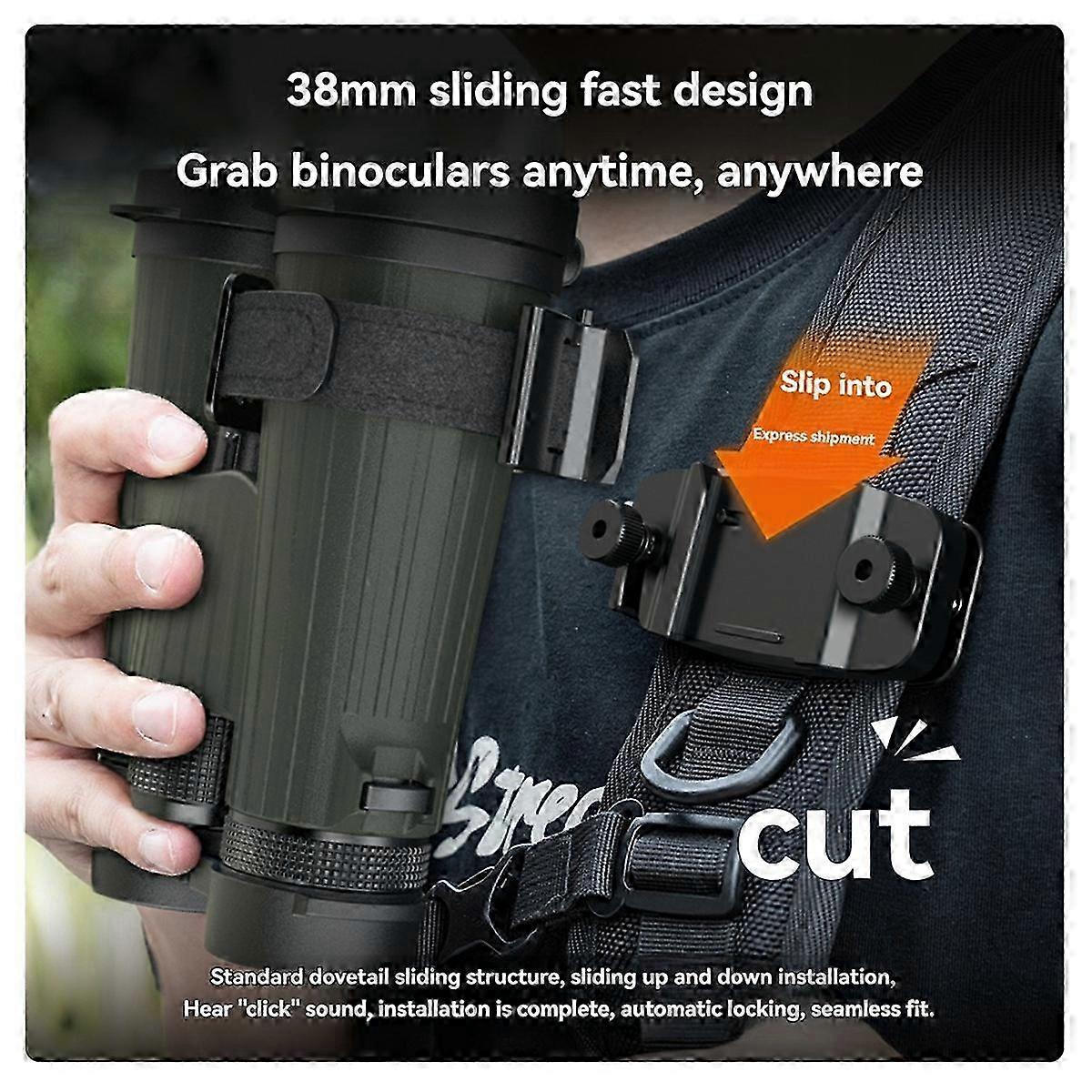 38MM Quick Release Plate Telescope Mount with 1/4 Screw for Monoculars & Binoculars - 360° Rotation Support