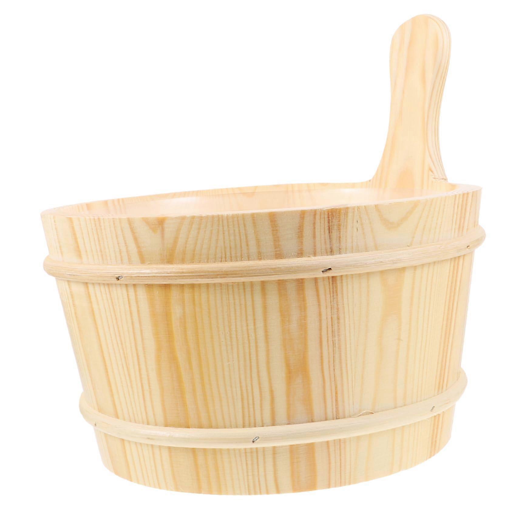 Wooden Barrel Sauna Bucket - Practical Wood Handle Spa Accessory for Home Sauna & Spa Use, Durable and Stylish