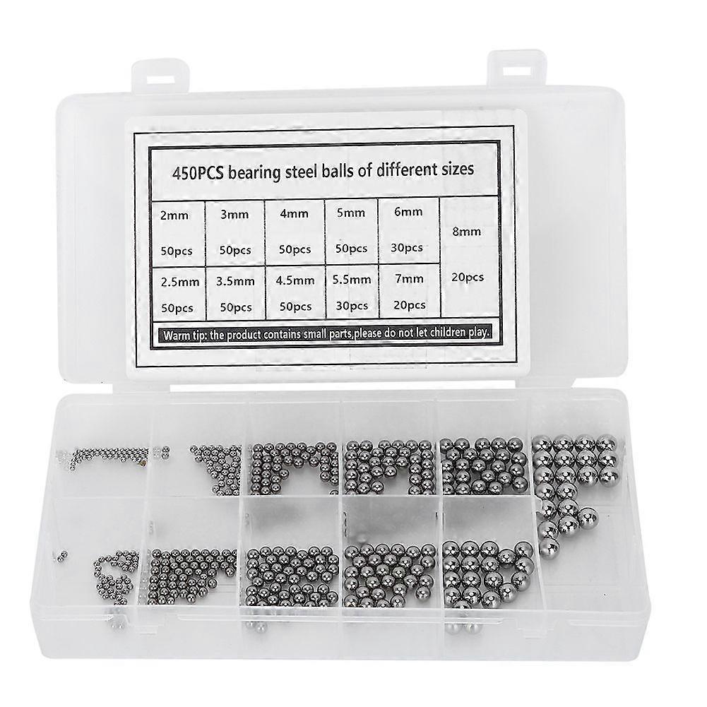 450Pcs Bearing Steel Balls Classification Kit High Hardness Caster Accessories M2-M8