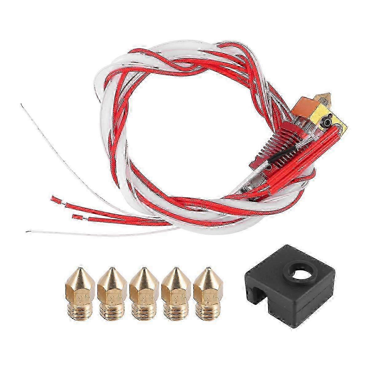 3D Printer Extruder Assembled Mk8 Hot End Kit For 3 / 3 Pro With Aluminum Heating Block, 1.75Mm, 0.