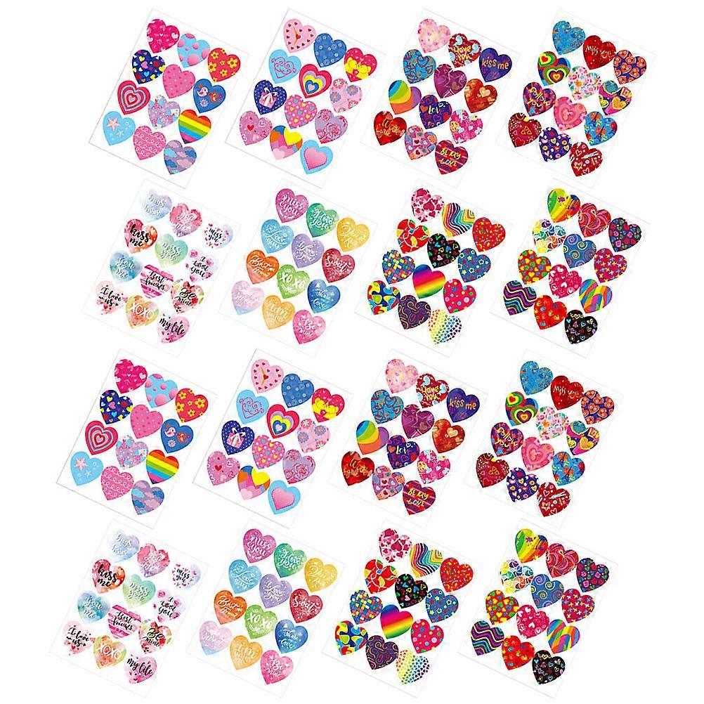 Heart Stickers Paper Decals for Decoration 16 Sheets Valentines Day Gift Seal