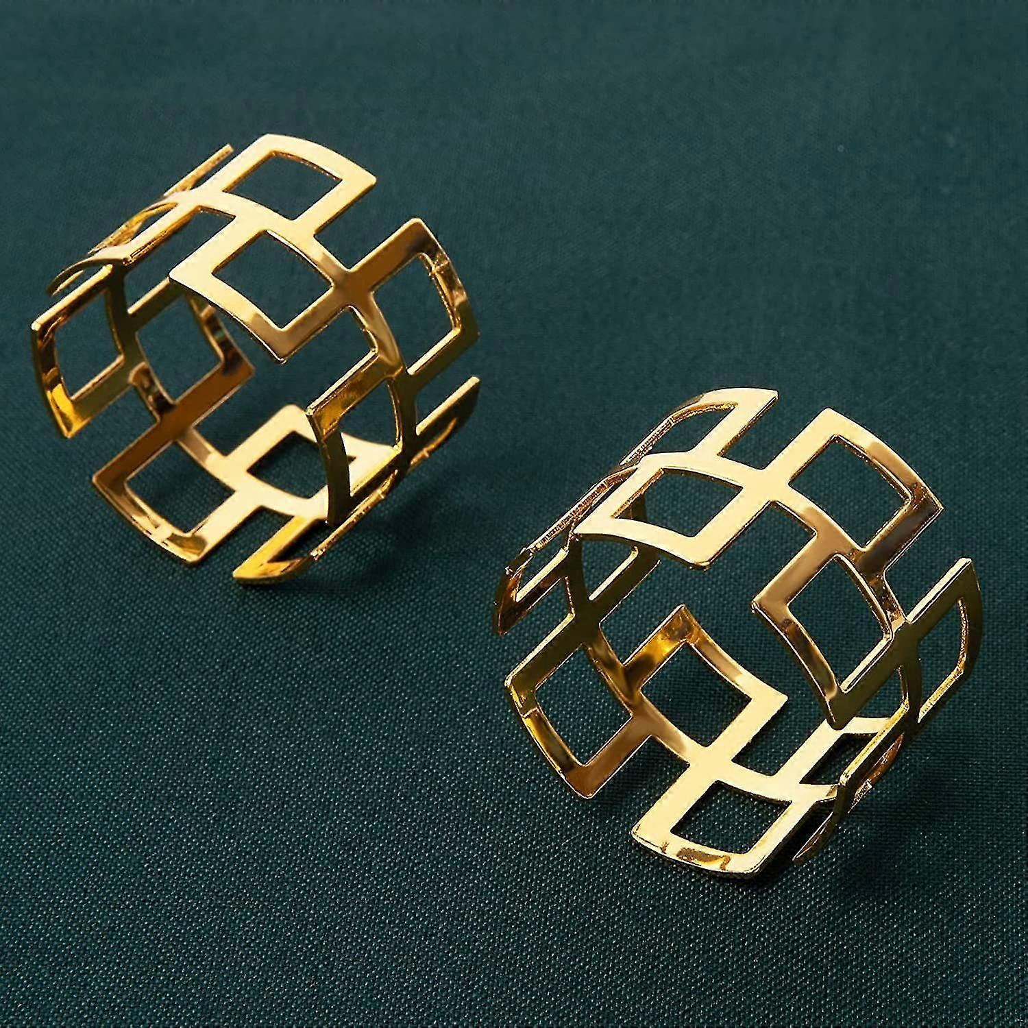Gold Napkin Holder Round Metal Napkin Buckle for Holiday Party Dinner Decoration (Set of 12)
