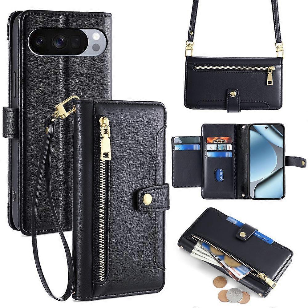 Sheep Texture Cross-body Zipper Wallet Leather Phone Case