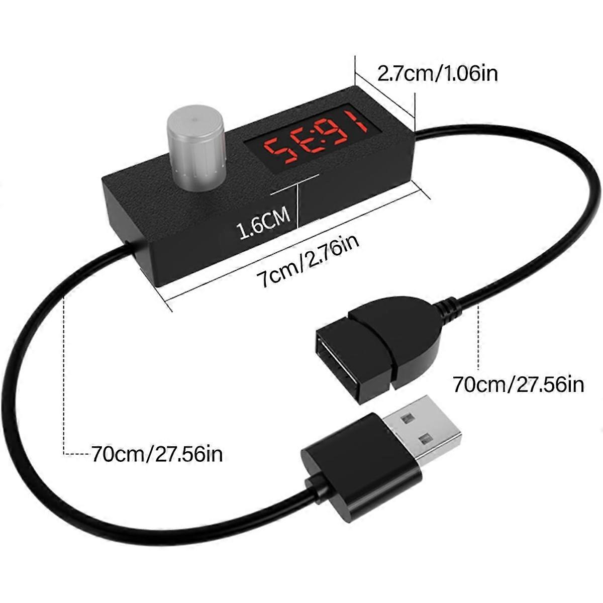 USB Timer Switching Cord Wire for Scheduled Power Off Ranging From 5 Minutes to 24 Hours 55 Minutes