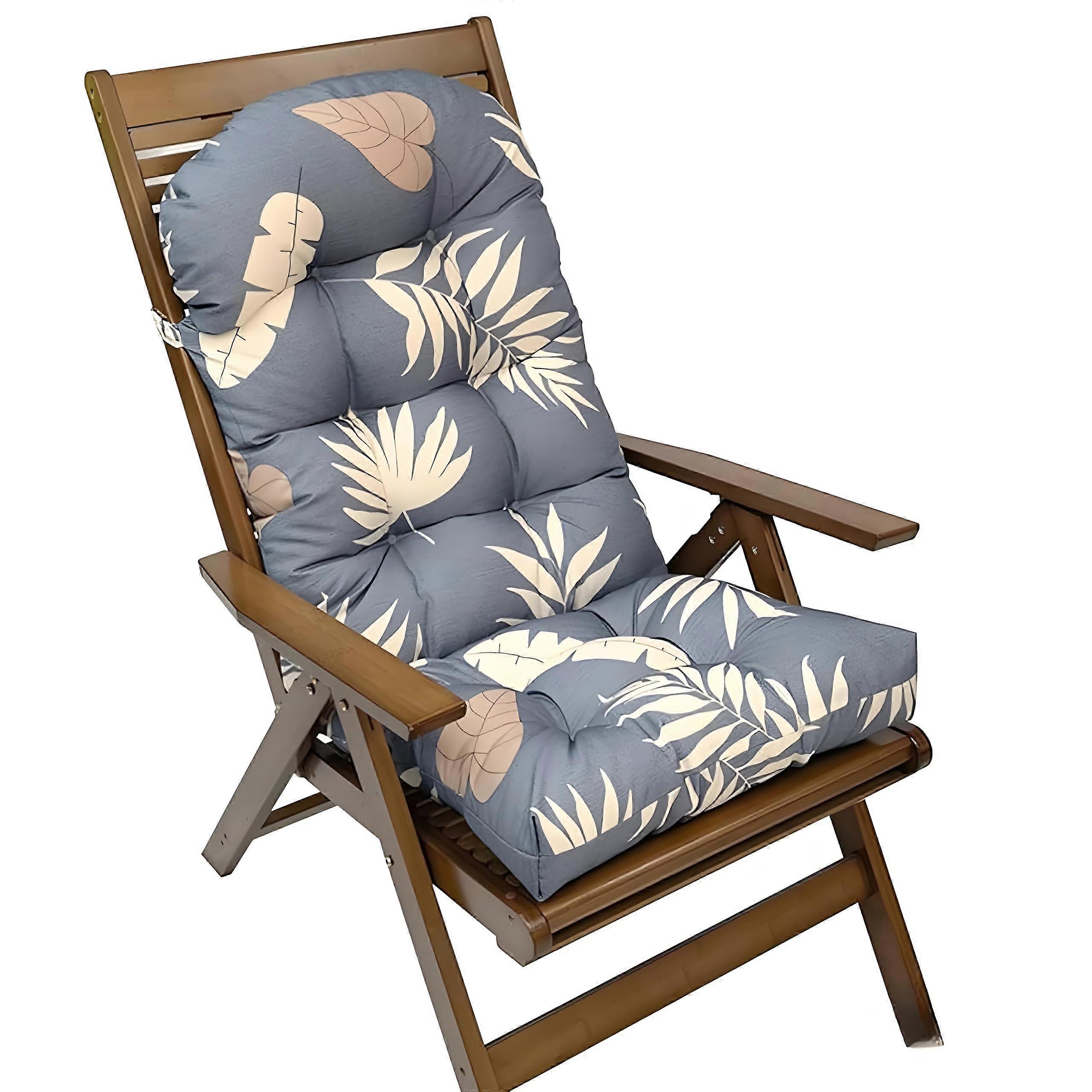 Back Rocking Chair Cushion Set For Patio Rockers, Wicker Lounge Chair Pads With Ties (Chairs Not Included)