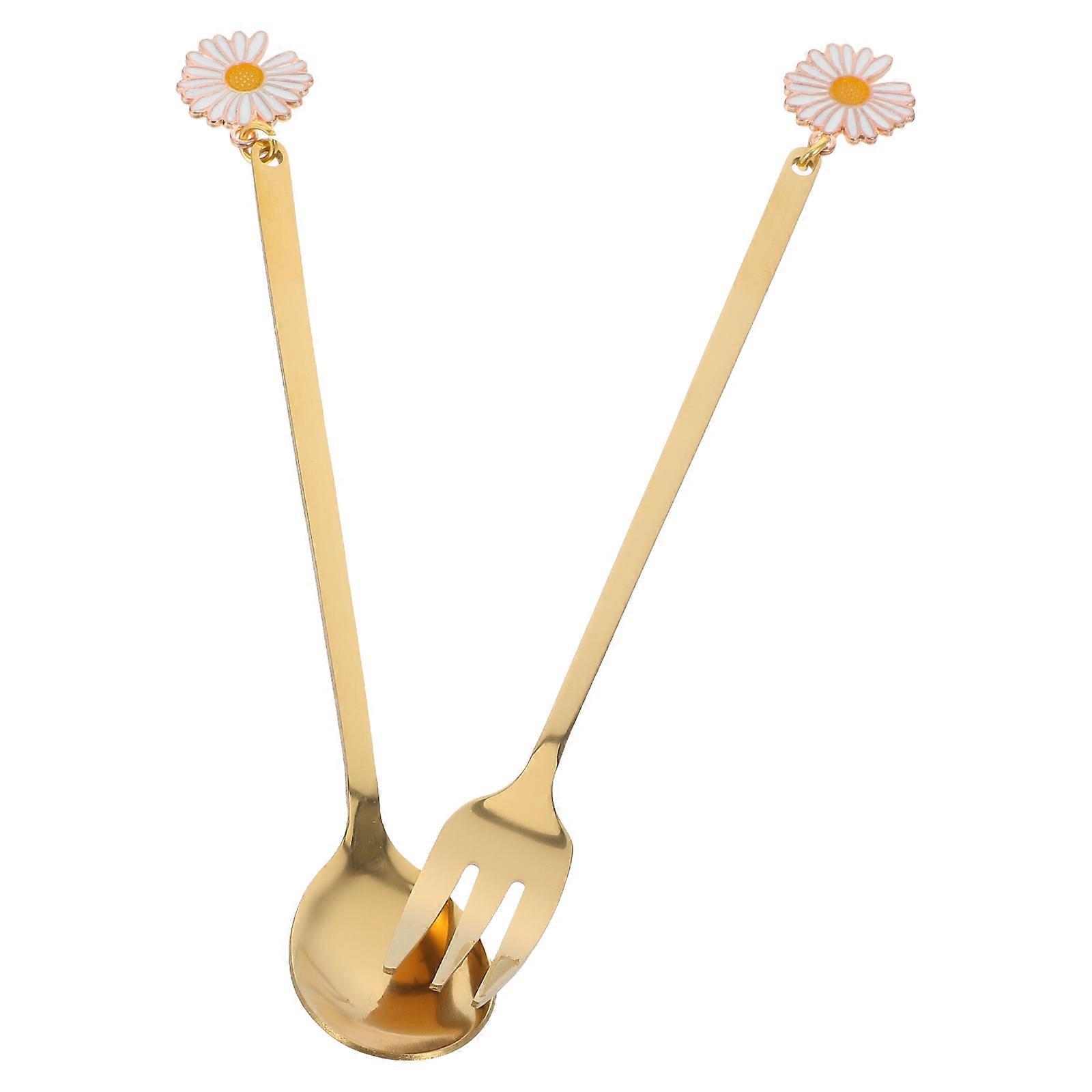 Fourchettes à gâteau et à salade en acier inoxydable doré pour la cuisine, lot de 10 pièces