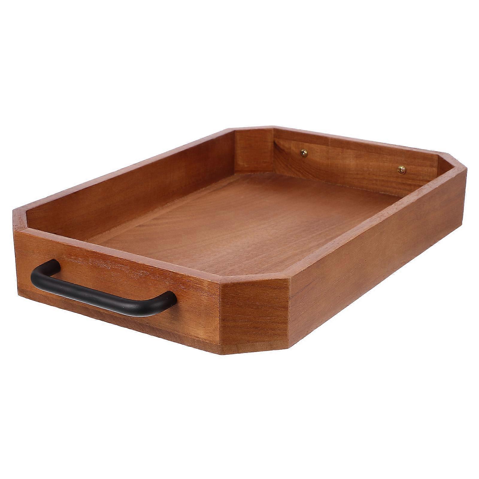 Snack Serving Tray 2Pcs Wooden Rectangular Tray Suitable For Tea Parties And Celebrations 33.8*23*5cm