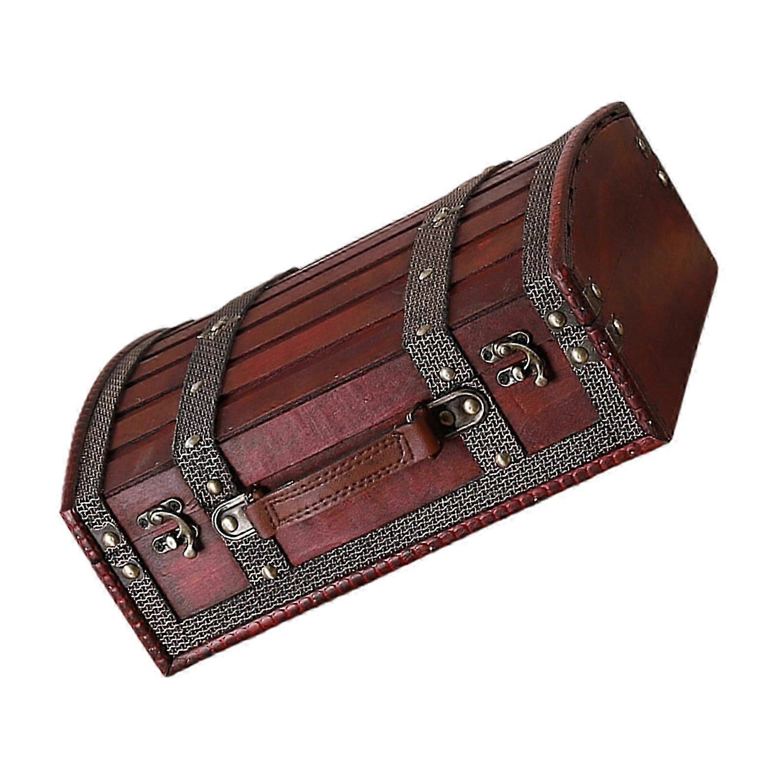 2025 Sturdy Seafaring Adventure Themed Lockable Wood Box Antique Styles Storage Solution for Valuables and Memorabilia Red