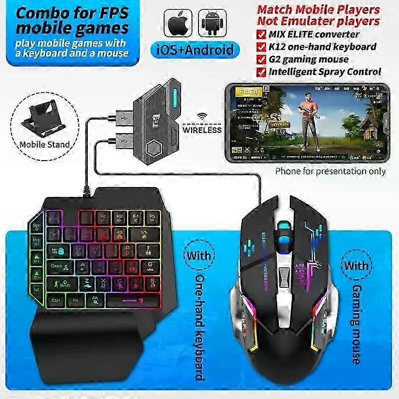 Left Hand Keyboard Single Hand Keyboard Gamwing Mix SE/Elite Mouse Keyboard Comverter Combo Pack For Android Mobile Laptop PUBG