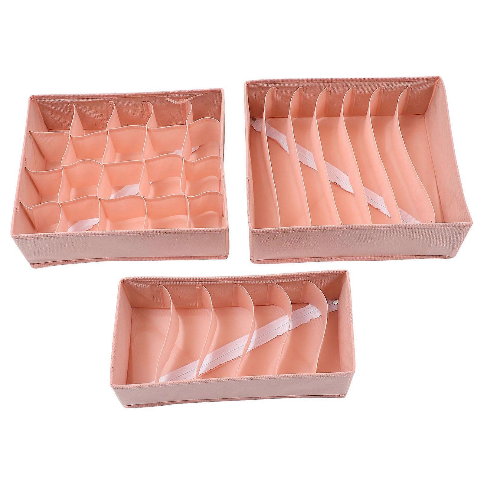 Drawer Organizer Box for 2Sets Socks and Underwear Pink Storage