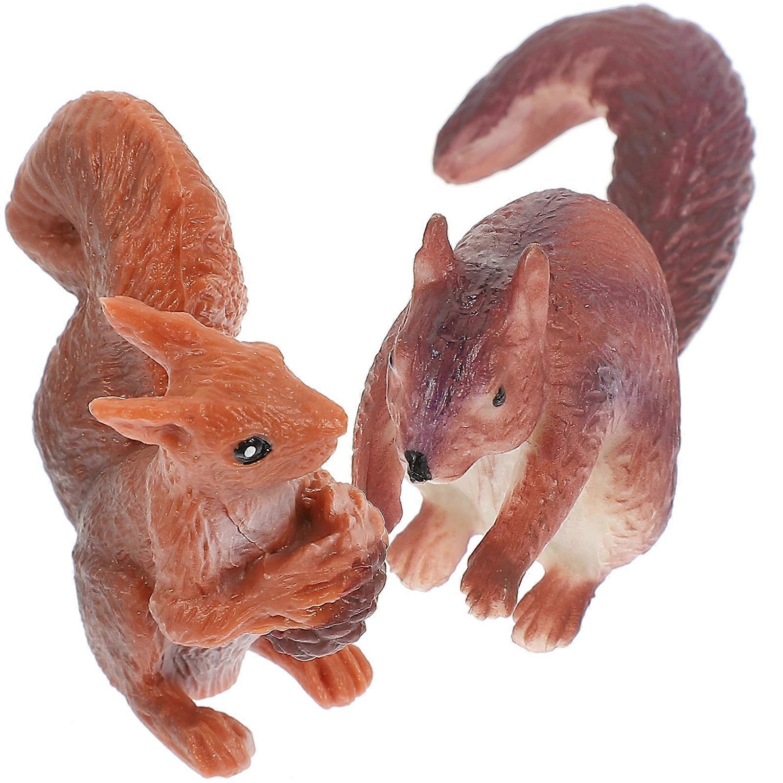 Mini Squirrel Toy Decorative Figurine for Kids 4Pcs Brown Set