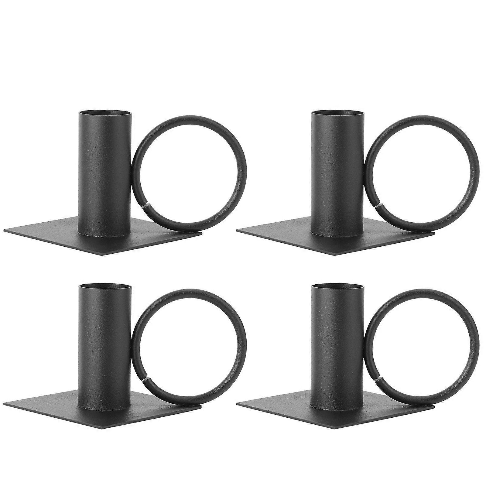 Iron Candlestick Creative Candleholder for Decoration 4Pcs Black Set