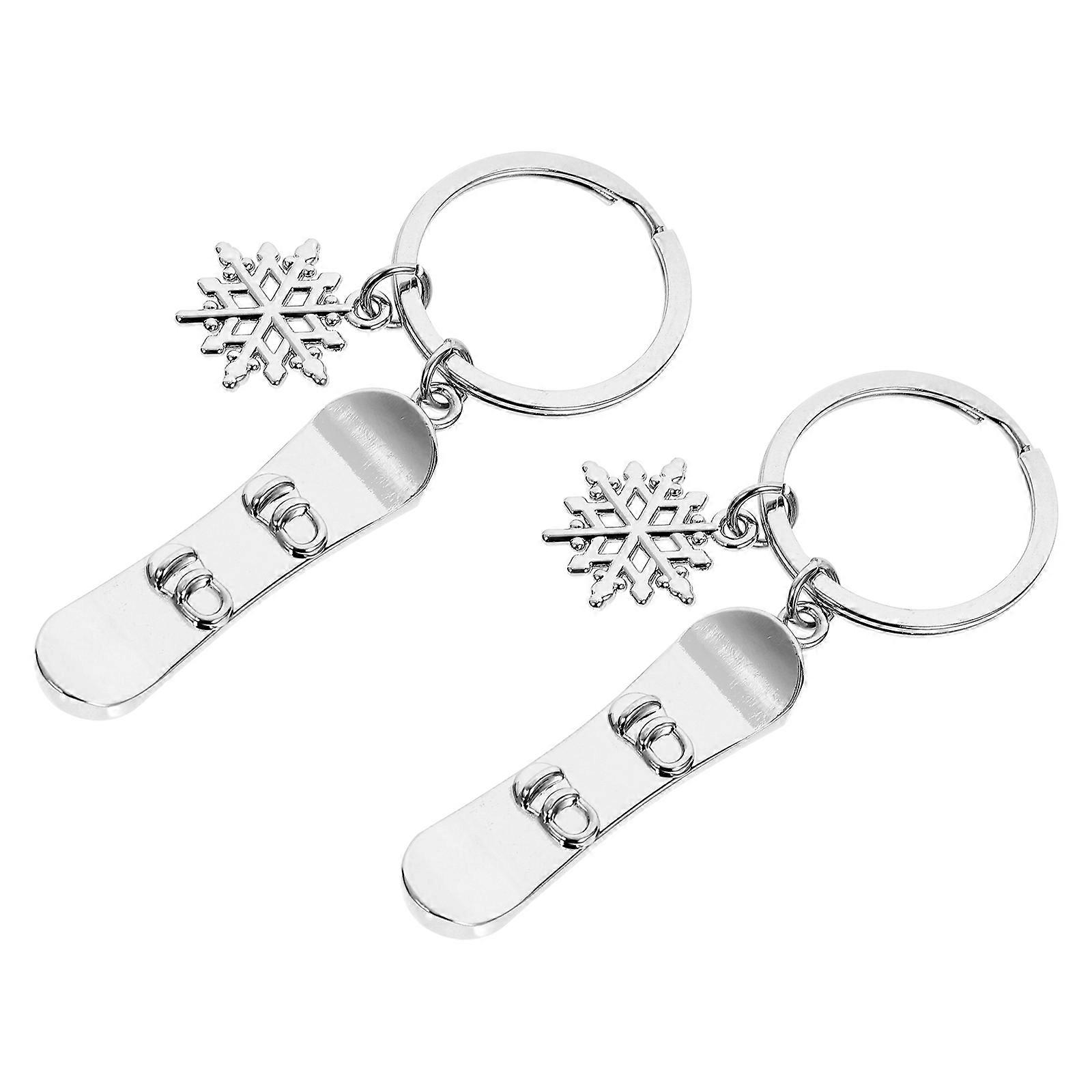 Backpack Keyring Snowflake Design for Decor 4Pcs Silver Keychains