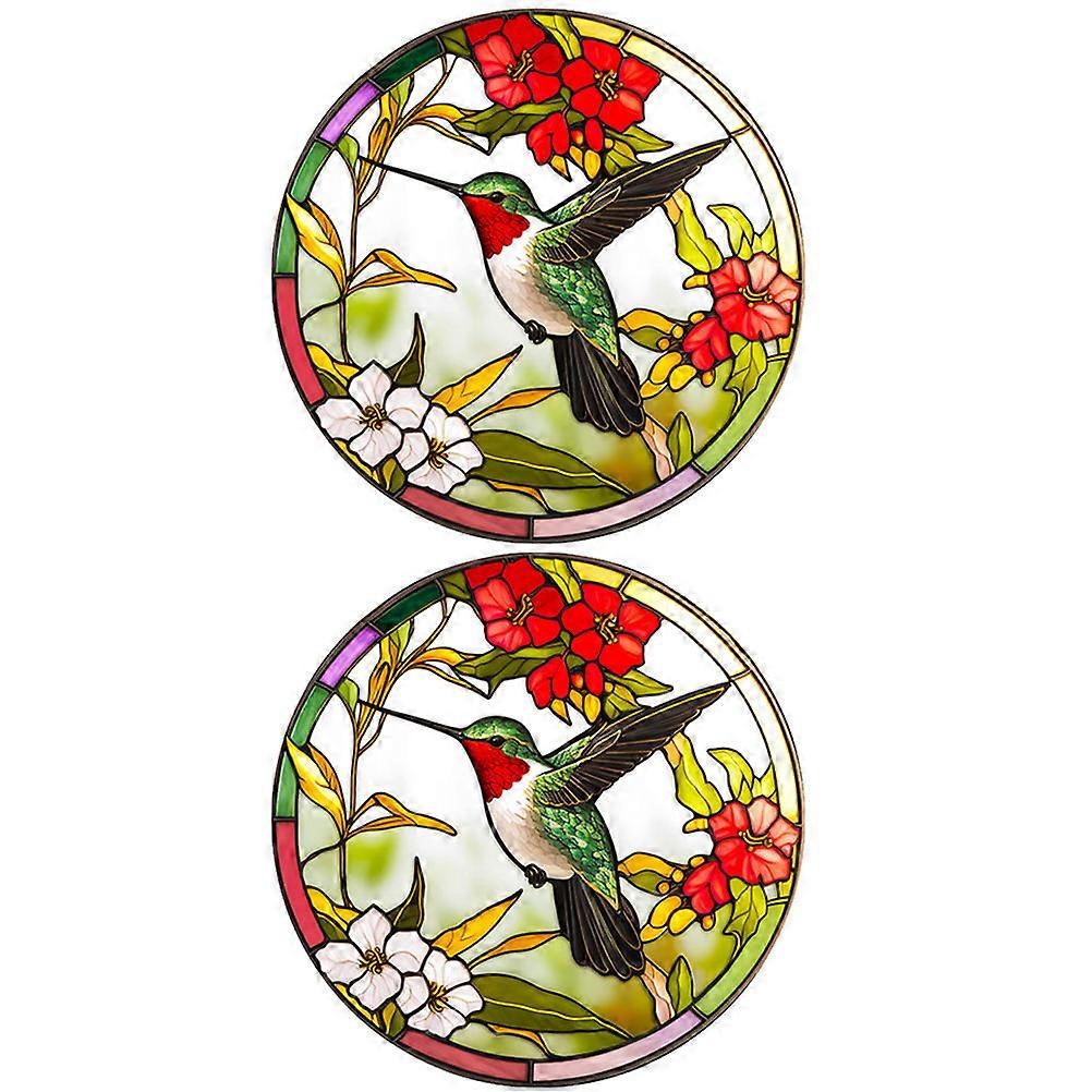 Anti-Collision Hummingbird Window Cling Sticker For Home Decoration 25.4x25.4cm Assorted Color 6Pcs