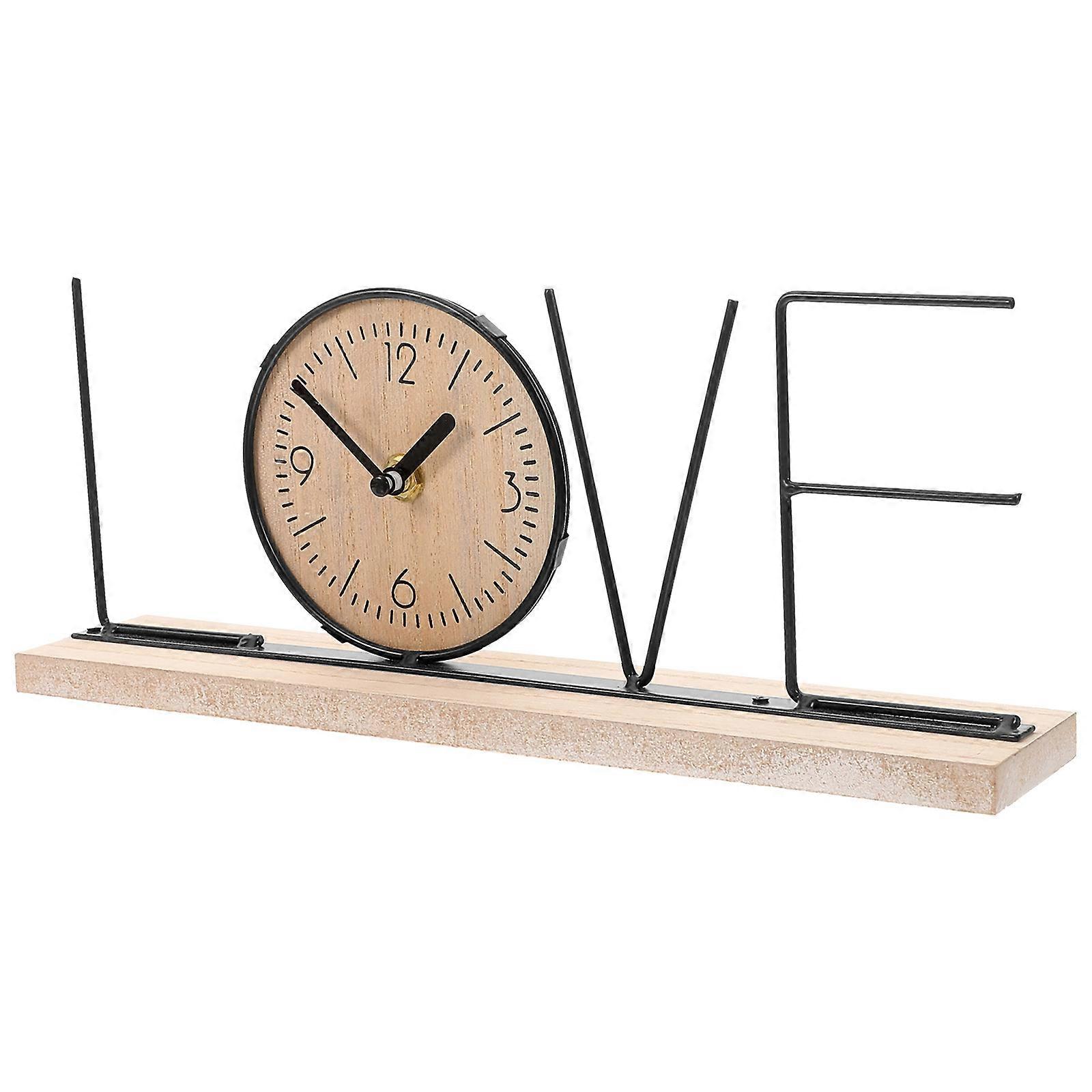 Classical Letter Clock Wooden Clock for Decoration 2Pcs Desktop Use