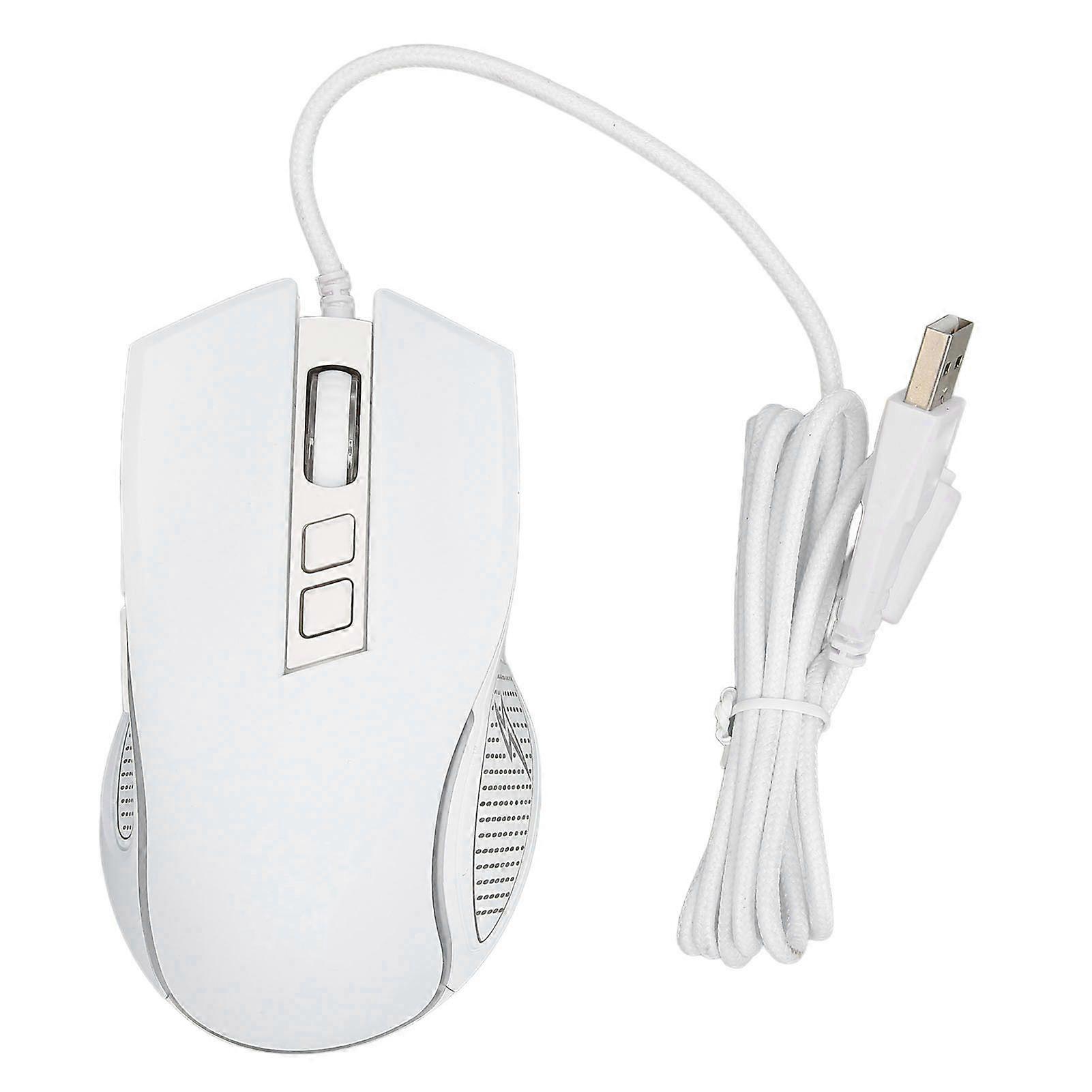 Gaming Mouse USB2.0 4 Adjustable DPI RGB Backlit Ergonomic Design Optical Sensor Laptop Mouse for Gaming Office Home White
