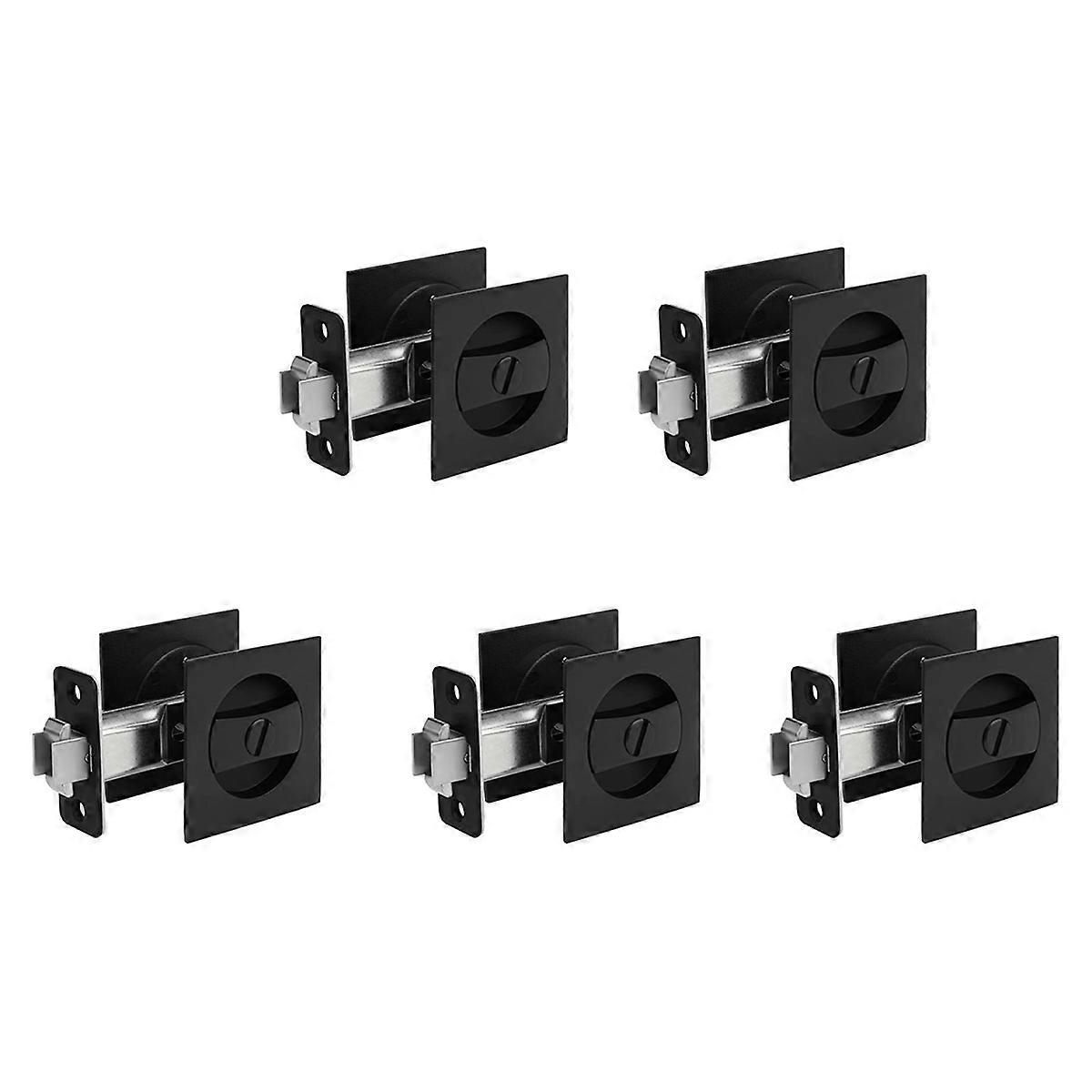 Pocket Door Lock, Matte Black Privacy Square Pocket Door Hardware