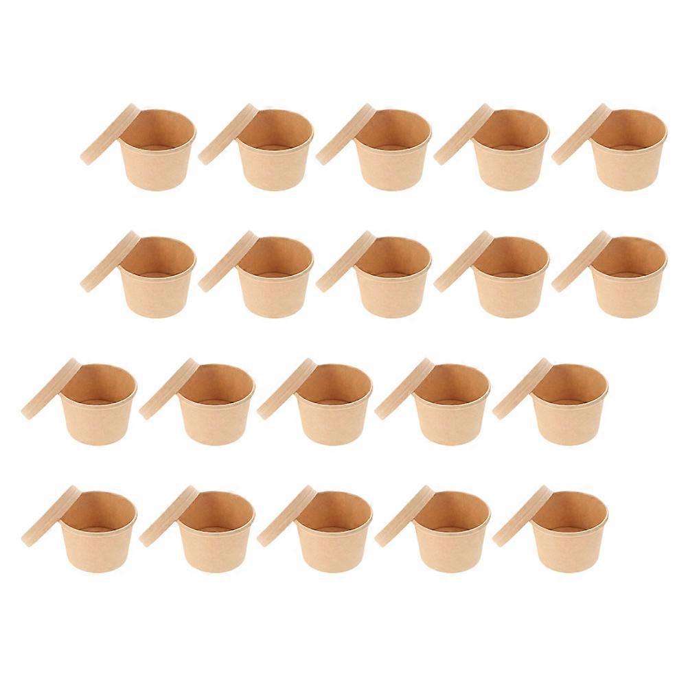 Khaki Ice Cream Container for Storage Use 50Sets Dessert Cups
