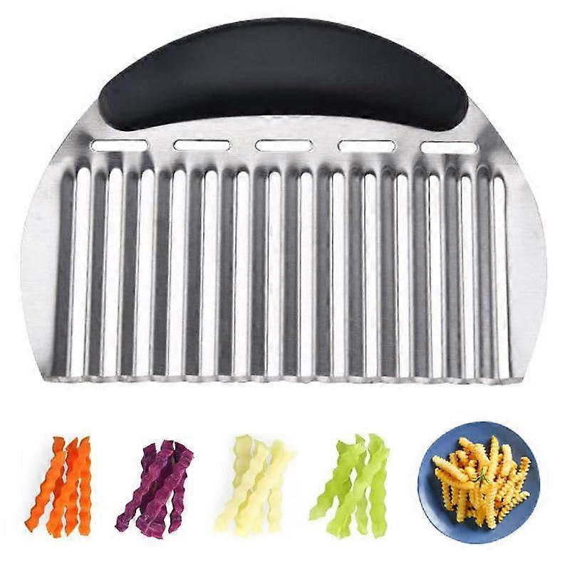 Large Crinkle Cutter for Veggies & Fruits - Make Wavy Fries & Chips, Black, 1 - Piece