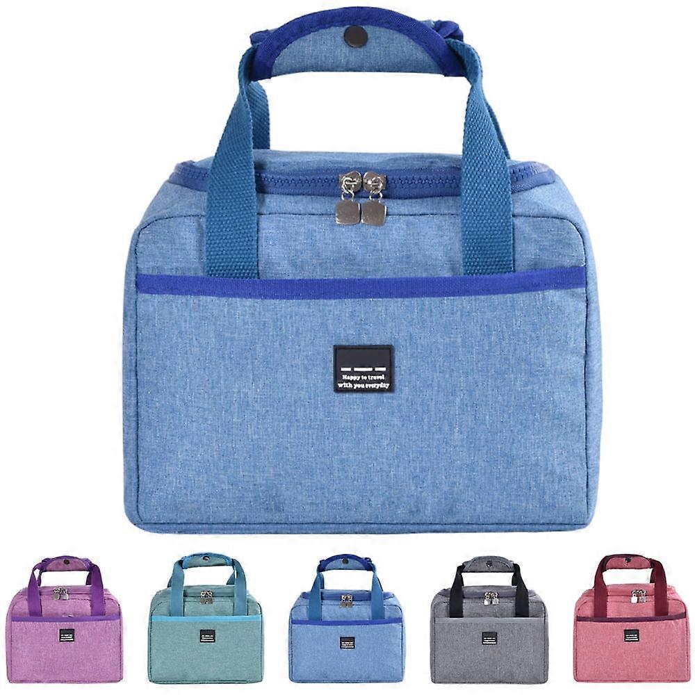 Thermal Insulation Double Pocket Large Capacity Bento Pack, Lunch Box-Blue