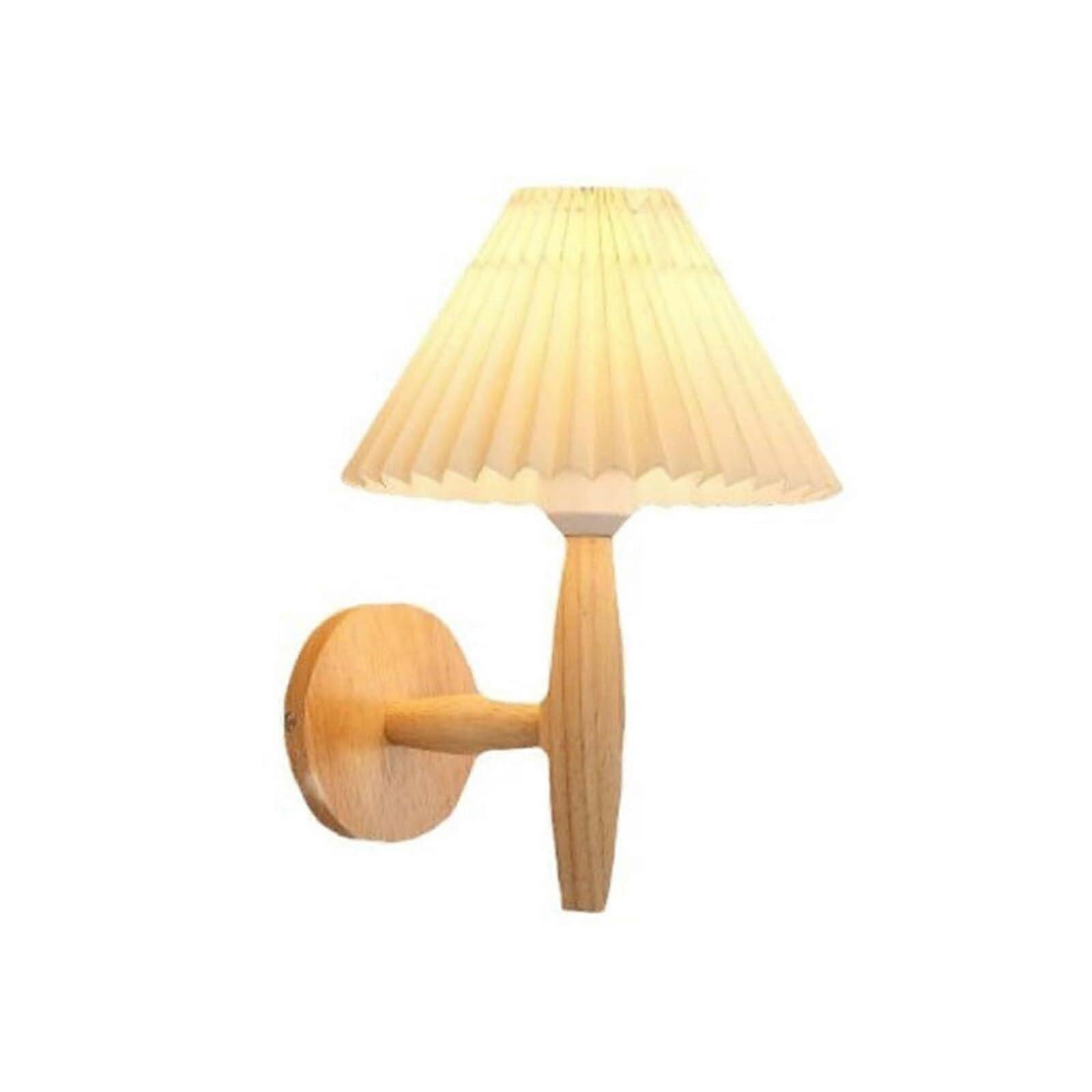 E27 Base Decorative Wall Lamp Modern Simple Log Color LED, 10.24Inch, Pleated Umbrella Shade For Living Room, Study