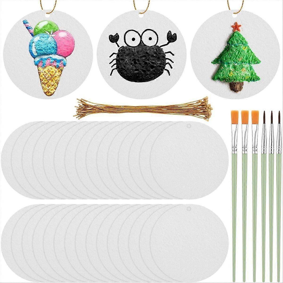 30 Pcs Foam Texture-Paper with Paint Brushes and Hanging Wire, 3D Art Sponge Papers for Kids, for C