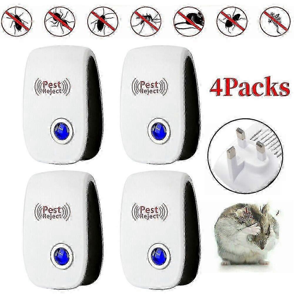 4 Pack Ultrasonic Pest Control Repeller for Rodents and Spiders