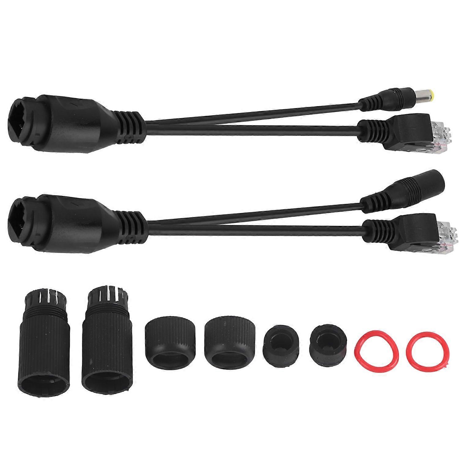 12V Power Over Ethernet Passive POE Adapter Cable Splitter Injector Waterproof  Black