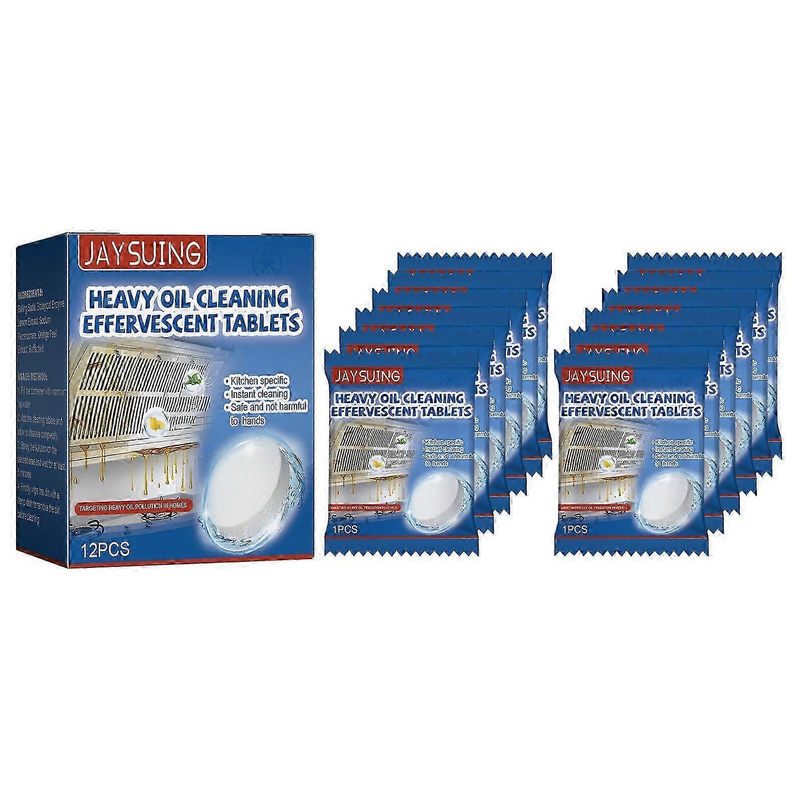 Effervescent Oil Stain Cleaning Tablets  Powerful, Eco-Friendly Kitchen  Surface Cleaner (12 Pack)