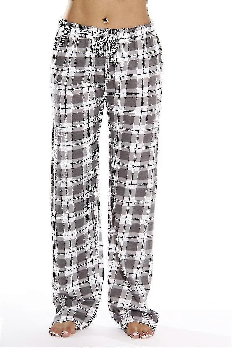 Damen Pyjamahose mit Taschen, Damen Soft Flanell Check Pyjamahose