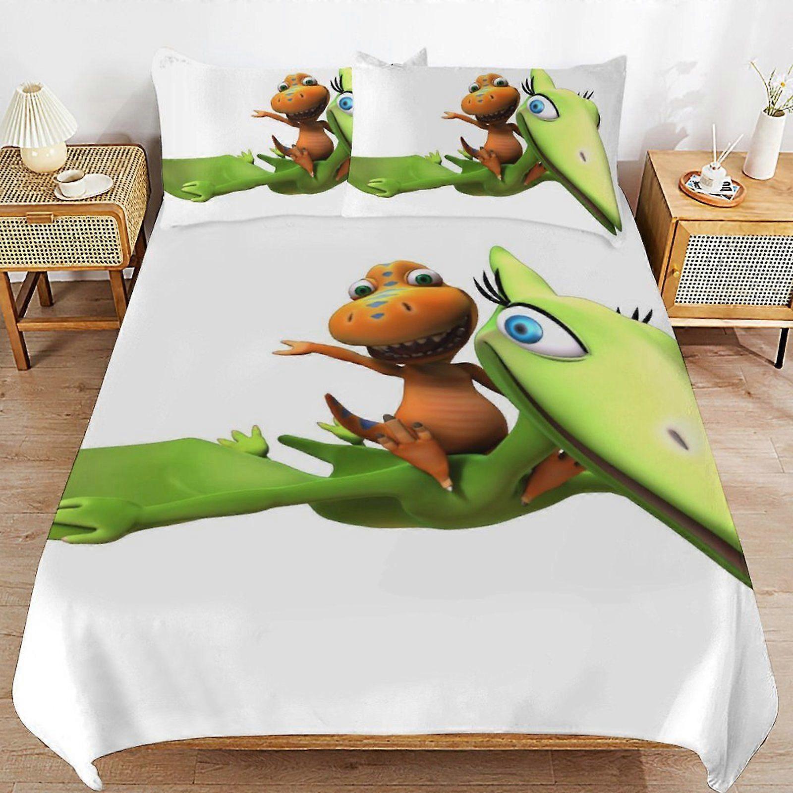 d275 Dinosaur Train Breathable Fabric Quality Comfort Easy Clean Secure Zipper Duvet Cover Sets for Sleeping Use b275